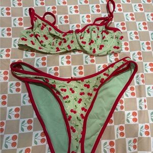 PINK Victoria's Secret Cherry Bikini with Red Trim